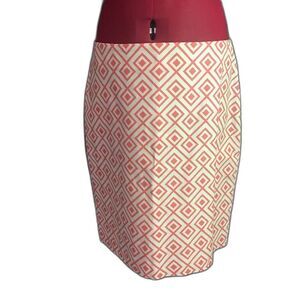 NWT Ann Taylor Pencil Skirt Women's Size 12 Peach & Cream Geometric Pattern
